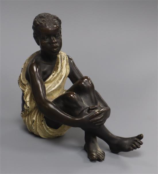 An Austrian cold painted bronze of a seated African boy